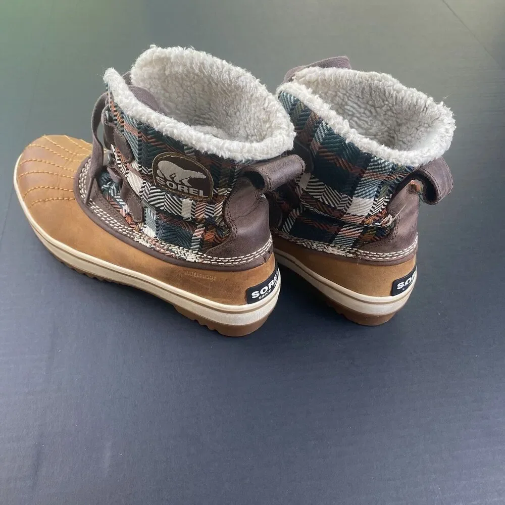 Womens Sorel Plaid Duck Boots Sz‎ 6.5 US/ 5 UK/ 38NL 1799-208 Waterproof Shoes